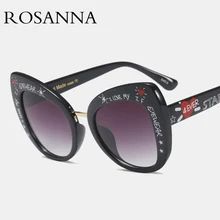 Европейский стиль, женские солнцезащитные очки кошачий глаз с надписями, брендовые дизайнерские Винтажные Солнцезащитные очки кошачий глаз большого размера для женщин, UV400