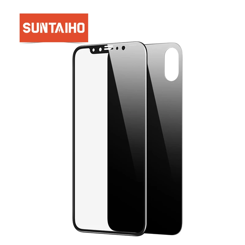  Suntaiho 4D Volle Körper Film Gehärtetem Glas für iPhone X 5D Abdeckung Vorne + 4D Zurück Screen Pr