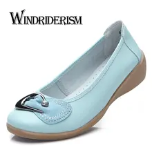 WINDRIDERISM Women Flats High Quality Women Loafers Shoes Genuine Leather Flat Shoes Crystal Leather Shoes Slip On Nurse Shoes