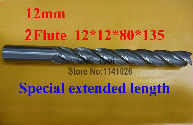 

1pcs 12mm Two 2 Flute HSS & Special extended length Aluminium End Mill Cutter CNC Bit Milling Machinery tools Cutting tools