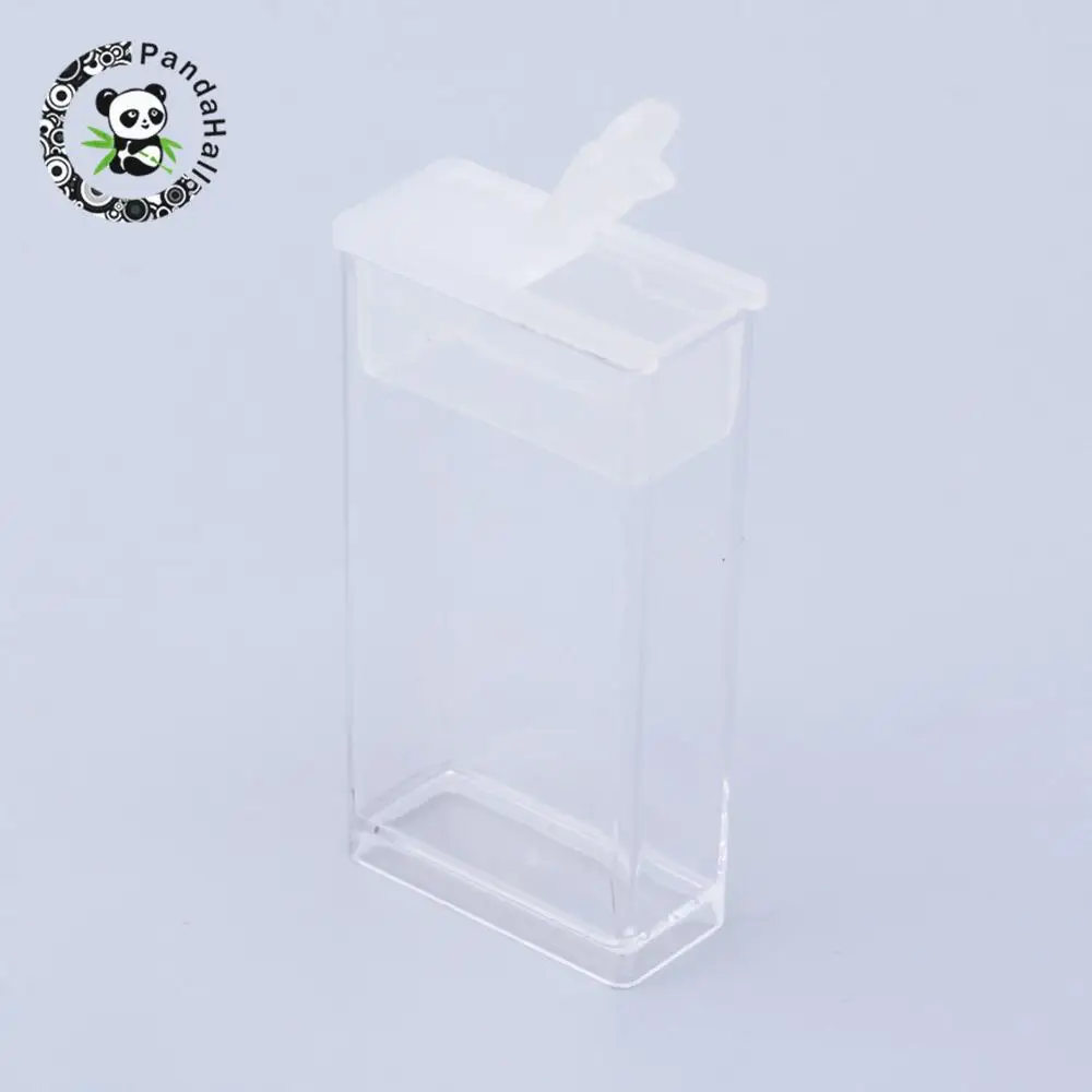 

6pcs Rectangle Clear Plastic Bead Storage Containers for Jewelry Packaging, 50x27x12mm, Hole: 9x10mm