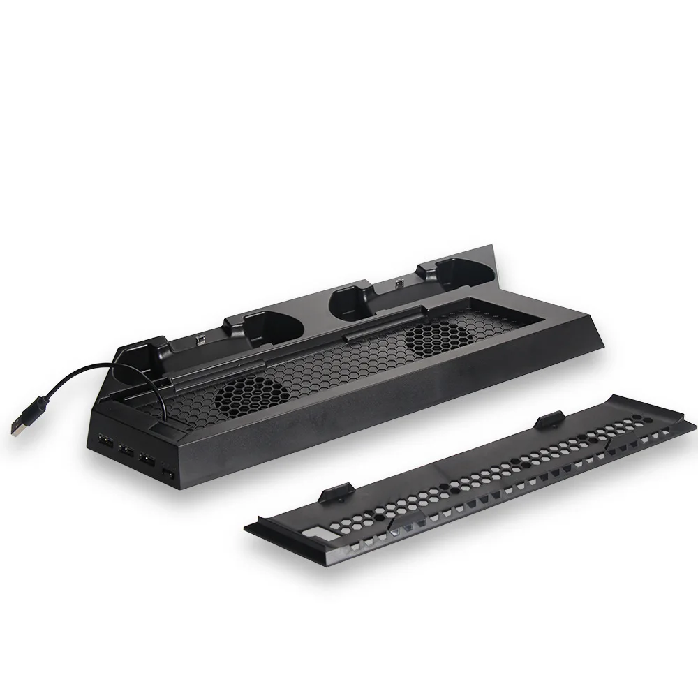  2 in 1 PS4 / PS4 Slim Vertical Stand Charger Dual Controller Charging Station with Cooling Fan for 