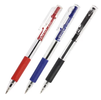 

12 Pcs/lot Plastic Ball-point Pen Red, Blue And Black Colors Ballpoint Custom Transparent Ballpoint Pen
