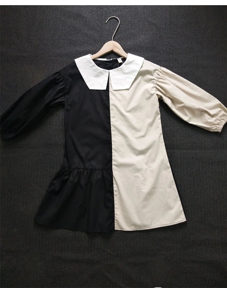 Spring Brand New 2019 Girls Dress Two Colors Patchwork Children Cotton Dress For Baby Princess Personality Teenage Dresses 5-16Y (3)