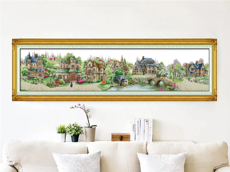 

European town Printed Canvas DMC Counted Chinese Cross Stitch Kits printed Cross-stitch set Embroidery Needlework