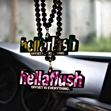 Розовый зеленый камуфляж Hellaflush значок хип хоп Мода подвеска Автомобиль Стайлинг JDM интерьер зеркало заднего вида Бисер для вышивания ожерелье
