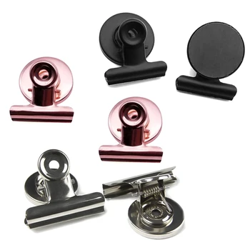 

3 Pcs/lot 31mm/38mm/50mm Round Shape Metal Magnet Clip Silver Black Rose Gold Color Magnetic Memo Note Message Holder
