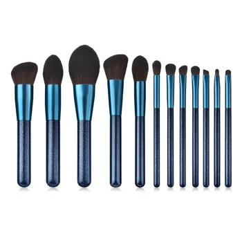

7/12 Pcs Professional Sapphire Blue Makeup Brushes Set Foundation Brush Powder Eye Shadow Makeup Brushes Tool Kit maquillage L9