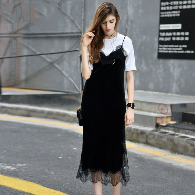 velvet camisole dress