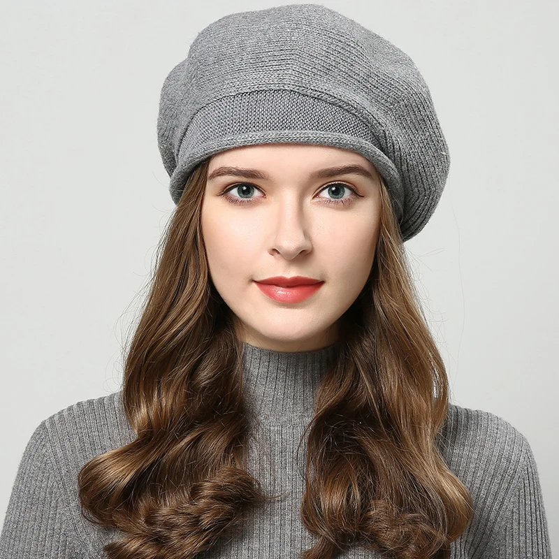 

Beret Women Headwear Knit Hat Wool Casual Beanie Solid Color Soft Classic Winter Warm Outdoor Accessory Caps