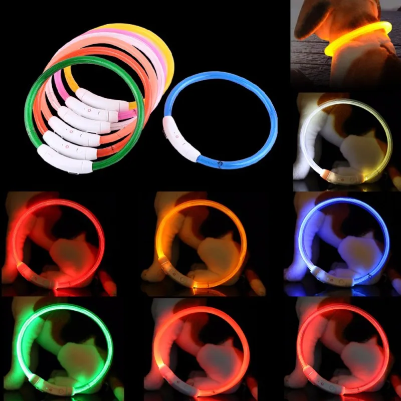 Newest Led Pet Dog Collar Rechargeable Tube Flashing Night Dog Collars Luminous Safety Puppy Cat Collar Light  Pets Accessories (2)