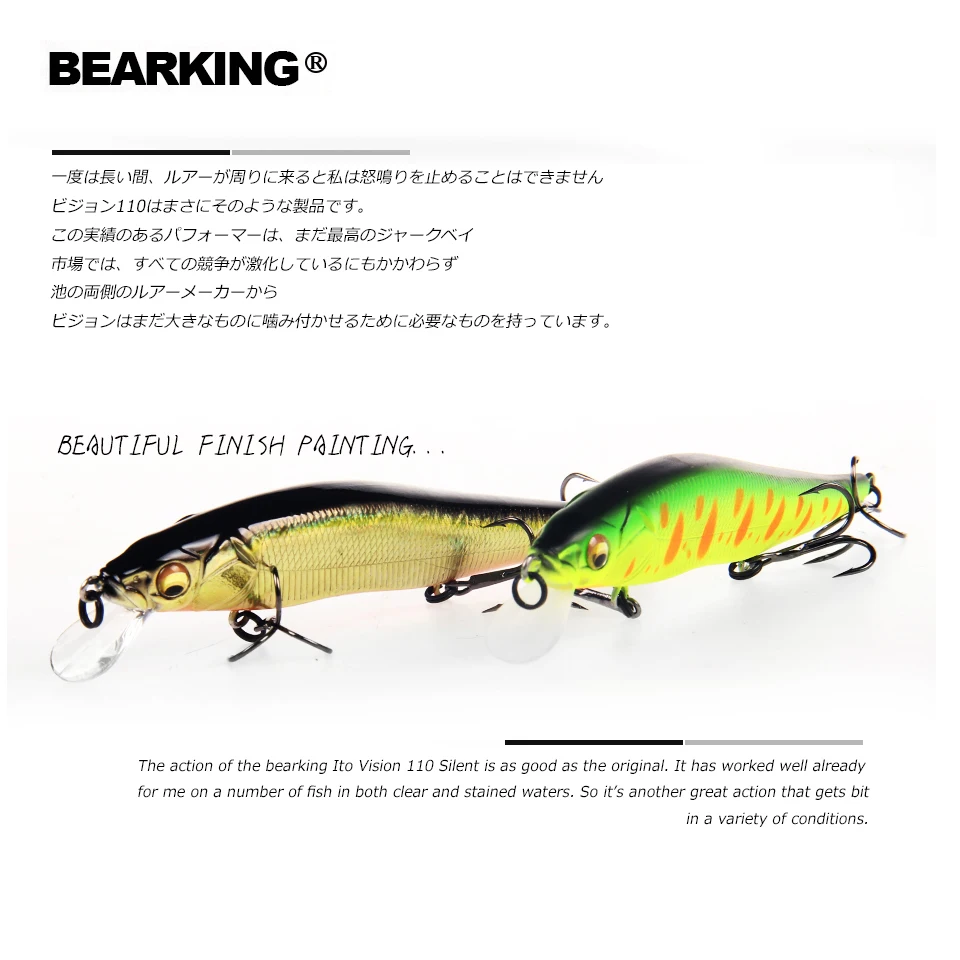 Bearking Bk17-W1, воблер, гольян, 11 см, 14 г, 1 шт., приманка для рыбалки, 1,5 м, глубина глубокого погружения, жесткая приманка, длинный язык, гольян, подвесная приманка