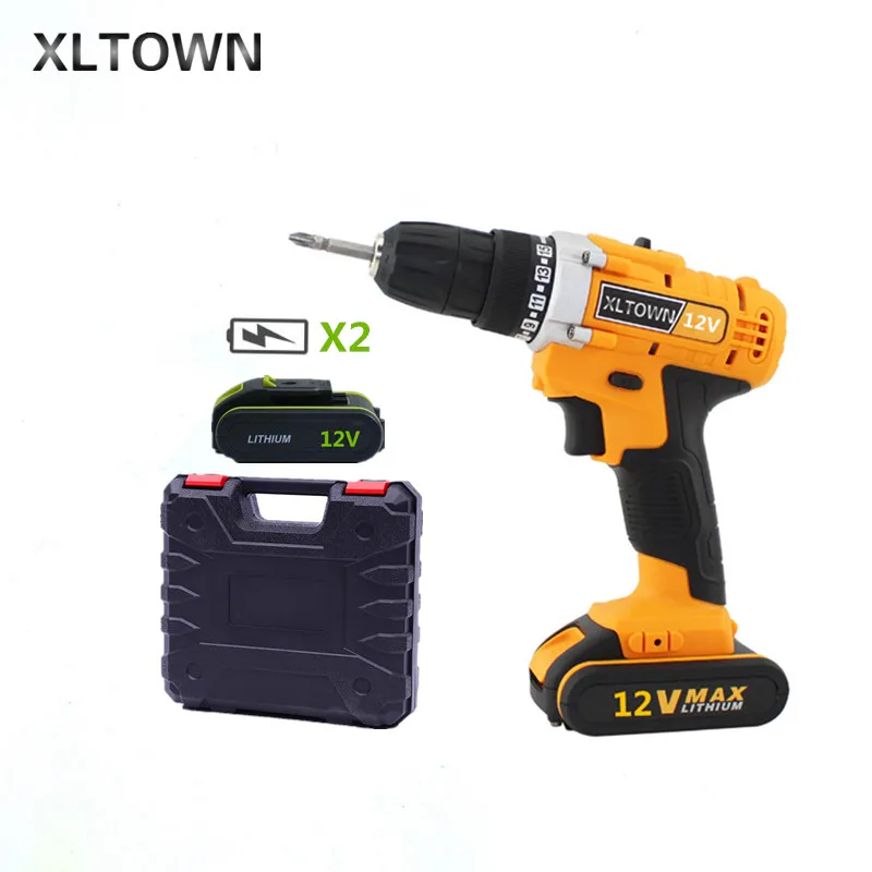 

XTOWN 12v Cordless Mini Electric Drill Rechargeable Lithium Battery Multifunction Electric Screwdriver Power Tool with 2 battery