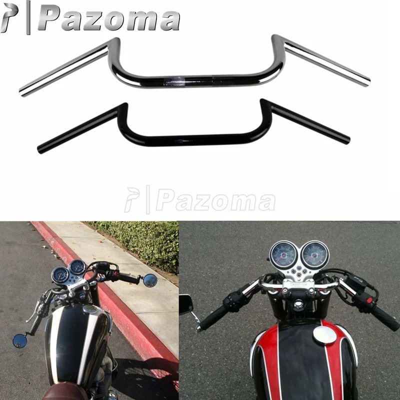 Black 7/8 Inch Clubman Drop Bar Motorcycle Handlebars for Harley
