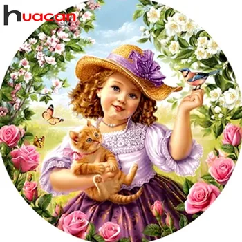 

Huacan Diamond Painting Full Square Girl Diamond Embroidery Cross Stitch Flower Diamond Mosaic Sets Picture Of Rhinestones