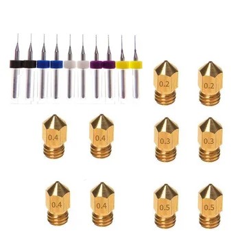 

10pcs MK8 Extruder Nozzle Extruder Brass Nozzle Print Head +10 pcs Drill Bits Extruder Nozzle Cleaner For Universal MK8 3D Pri