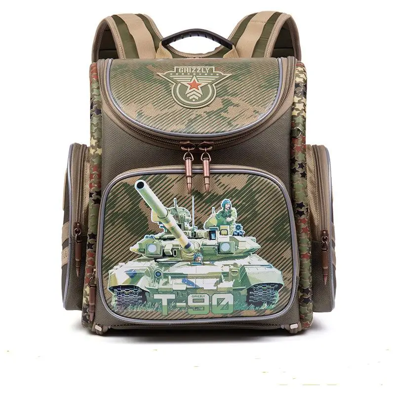 Children School Bags for Boys Racing Cars Military Theme Backpacks EVA Folded Waterproof Orthopedic Backpack Grade 1-5 Kid Bag