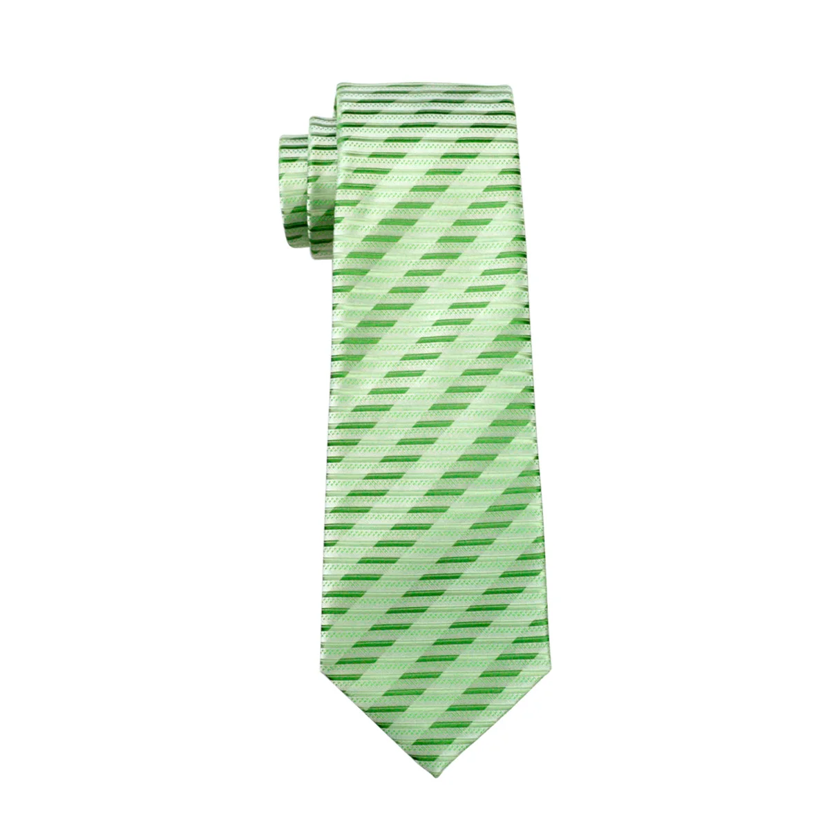 Dh-1062 Для мужчин S шелковый галстук зеленый полосатый галстук 100% шелк жаккард Галстуки для Для мужчин Бизнес Свадебная нарядная одежда