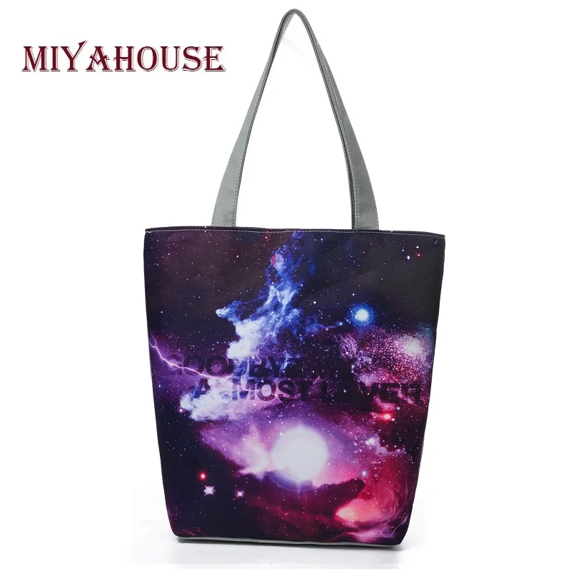 

Miyahouse Colorful Galaxy Space Printed Shoulder Bag Women Summer Canvas Ladies Beach Bag Large Capacity Female Shopping bag