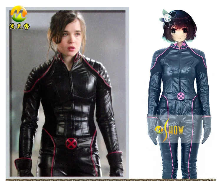 X men Kitty Pryde Cosplay Costume Women PU Leather Fighting Jumpsuit
