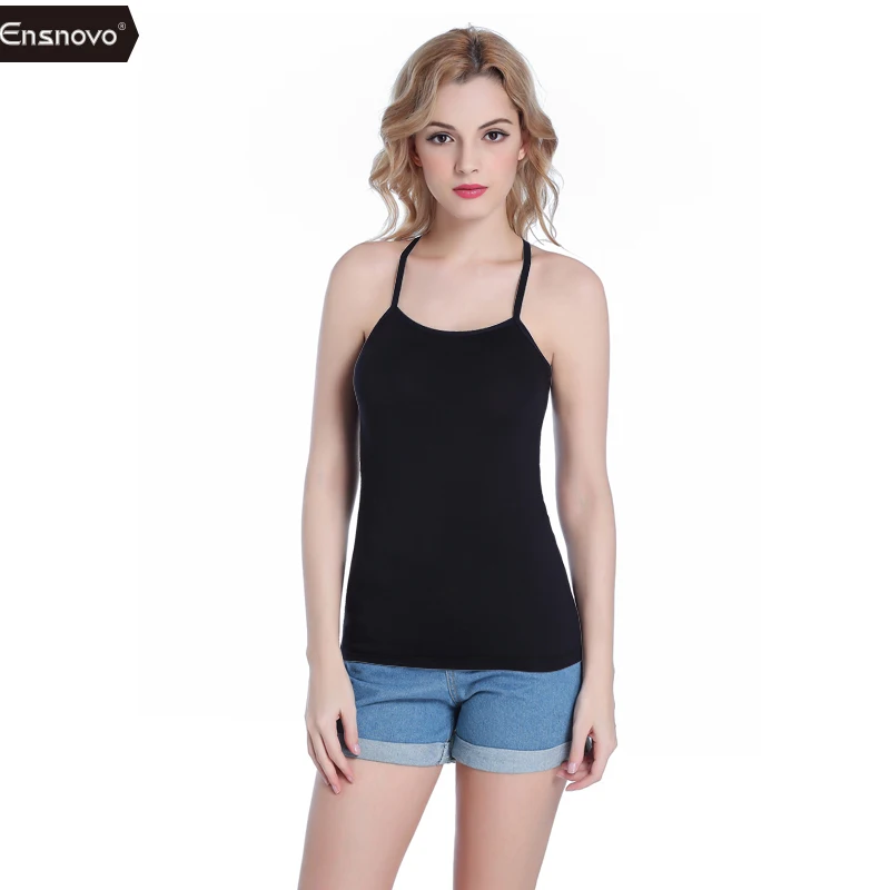 Ensnovo Women Sun top Summer Undershirt Base Shirt Modal Sleeveless