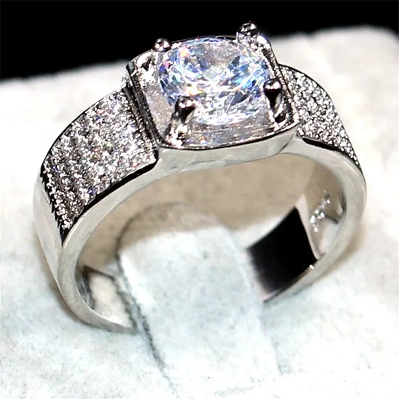 choucong Jewelry Men's 8*8mm 3ct AAAAA Zircon 925 Sterling Silver paev cz Stone ring Engagement Wedding Bands boys Sz 8-13 gift