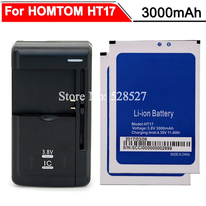 imágenes para 2 unids Para Homtom HT17 Batería Para Homtom HT17 Pro Batería Acumulador AKKU 3000 mAh + cargador Universal imágenes para 2 unids Para Homtom HT17 Batería Para Homtom HT17 Pro Batería Acumulador AKKU 3000 mAh + cargador Universal