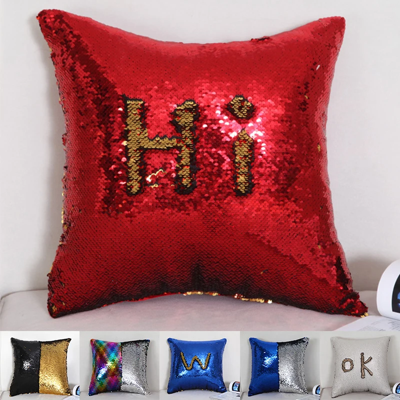 

24 Color DIY Mermaid Sequin Cushion Cover Magical Throw Pillowcase 40X40cm Color Changing Reversible Pillow Case For Home Decor