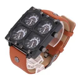 Прохладный Большой корпус кварцевые часы Для мужчин Роскошные Для мужчин наручные часы Четыре часовых поясов Военная Relogio Masculino часы