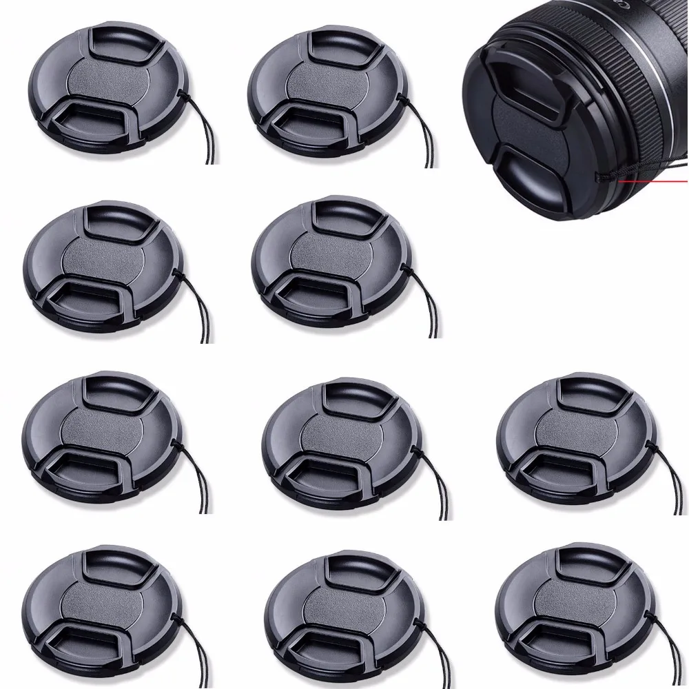 10pcs 40.5mm Center Pinch Front Lens Cap + String for Nikon Canon Sony