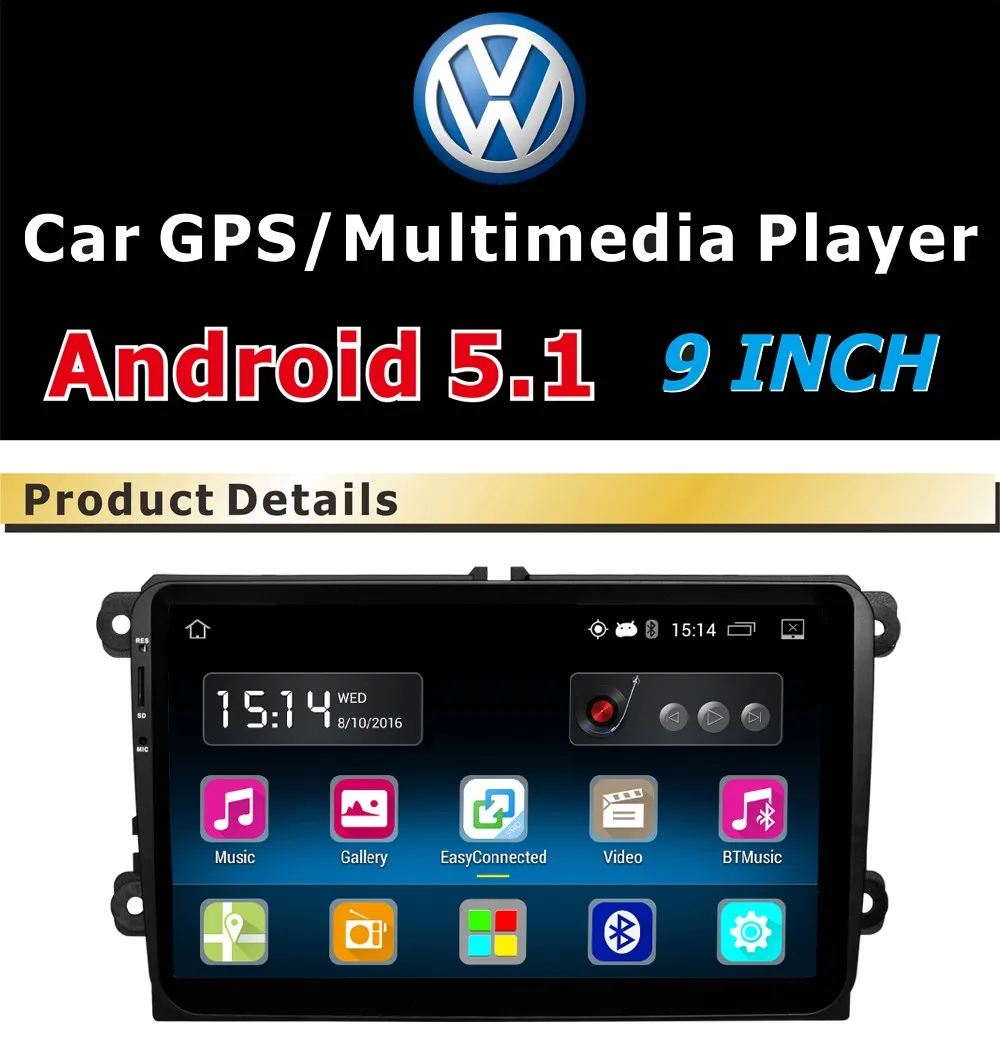 Flash Deal 1 din 9" Android Quad Core Car DVD For VW Passat Golf MK5 MK6 Jetta Polo Touran Sharan Car Radio stereo Navi canbus Bluetooth 5