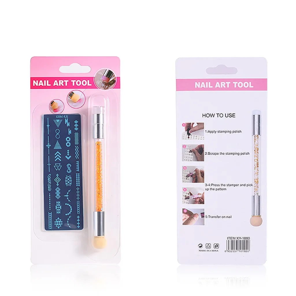 

Fashion 1Pcs Nail Art Pen Painting Nail Printing Plate Seal Scraper Sponge Silica Gel Inkling Pen Set Tool Professional July15