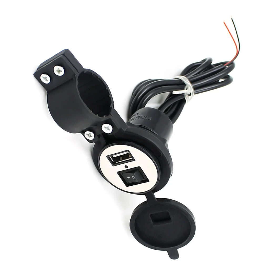 

4 Colors DC 12V-24V USB Plug Charger with Switch 1.2 meters Line Waterproof Snowmobile ATV Car Charger Socket For Motorcycle