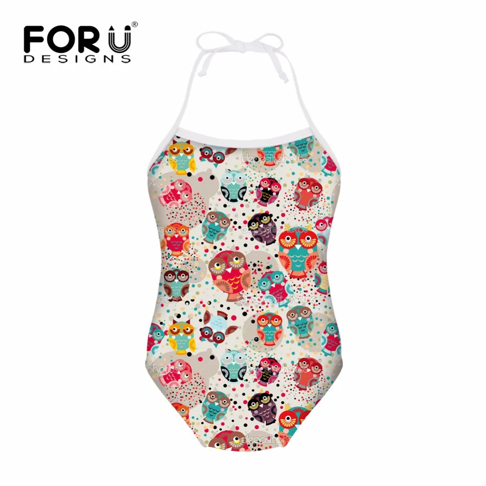 

FORUDESIGNS One Piece Swimsuits Children's Swimwear Cartoon Cute Owl Printing Swimsuit for Girls Baby Bikini Swimming Suit 2018