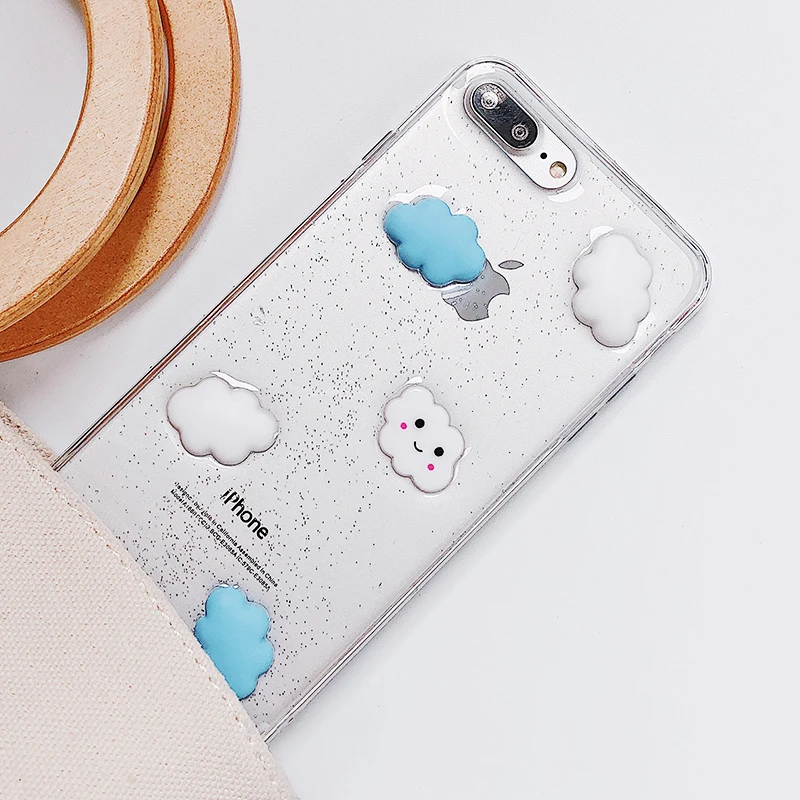 Lewinsky Cute Cartoon 3D White Clouds Phone Case For iPhone 7 Plus Transparent Soft TPU Cases Clear Cover For iPhone 8 6 6s 7 Plus X (2)