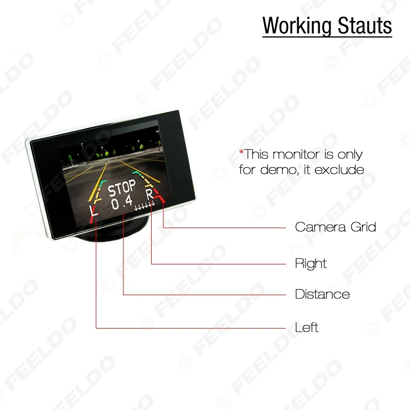 FEELDO Автомобиля 4," ЖК-дисплей монитор 8-Сенсор парковки Сенсор 2x 4-светодиодный Камера двойной визуальный заднего вида видео парковки Системы