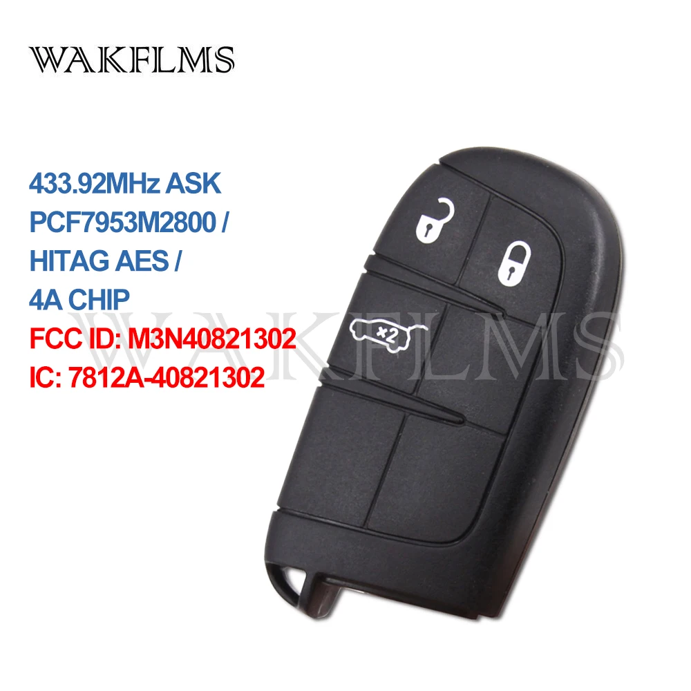 Newest OEM 3 Buttons Smart Car Key Fob For Fiat 500X  4A Chip 433MHz M3N40821302 For Jeep Genuine Version With Emergency Key