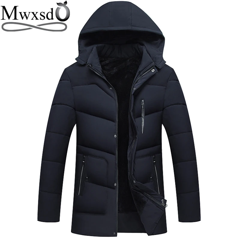 

Mwxsd winter Men's Hooded warm thick Parka jacket Men warm fur jacket and coat for -20 degree male trench coat outwear