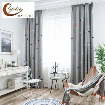 

[byetee] Nordic Window Curtain Embroidered Curtain Fabrics Blackout Kitchen Luxury Curtains Doors For Bedroom Living Room Drapes