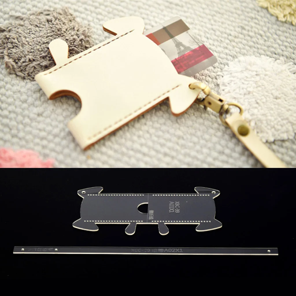 2 Pieces/Set Acrylic Dog Pattern Mini Card Case Card Bag Pattern Template Stencil DIY Leather Hand Craft
