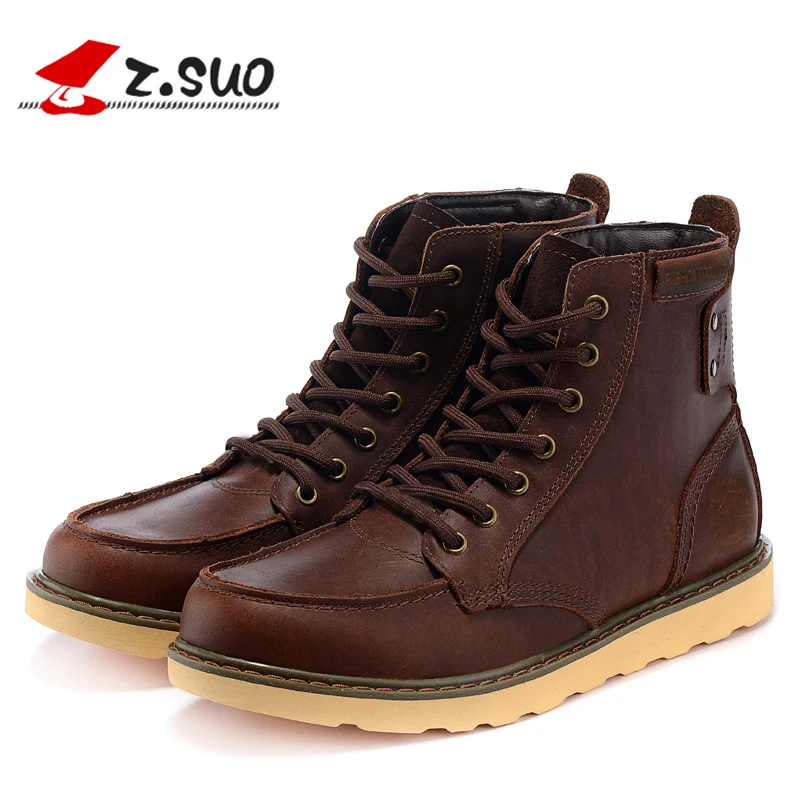 

Z. Suo men Hiking boots. Head layer cowhide boots male,cylinder in pure color with men Hiking Shoes