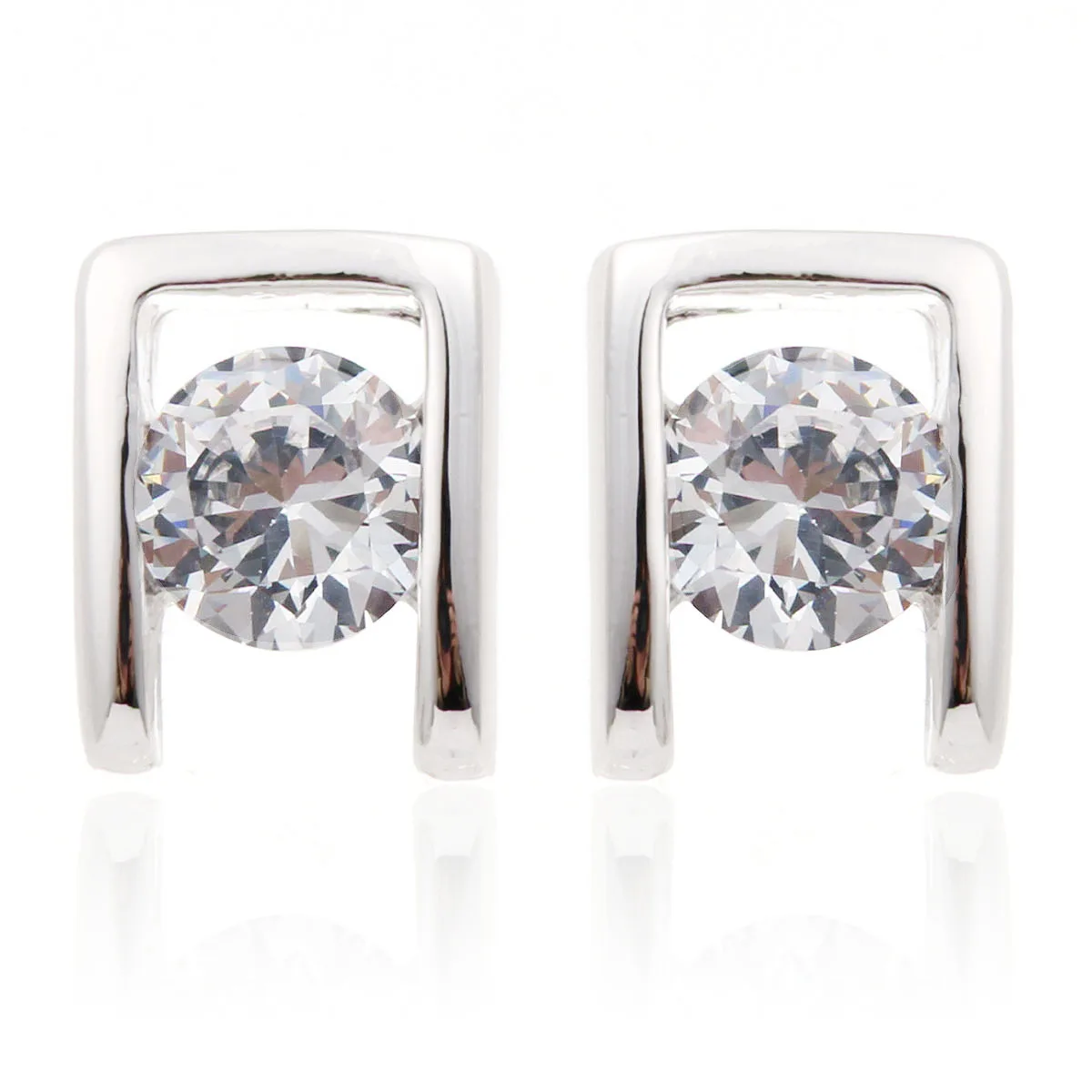 

Cute Small White Gold Color U Shape Set Round Clear Cubic Zirconia CZ Tiny Stud Earrings For Women Kids Children Girls Jewelry