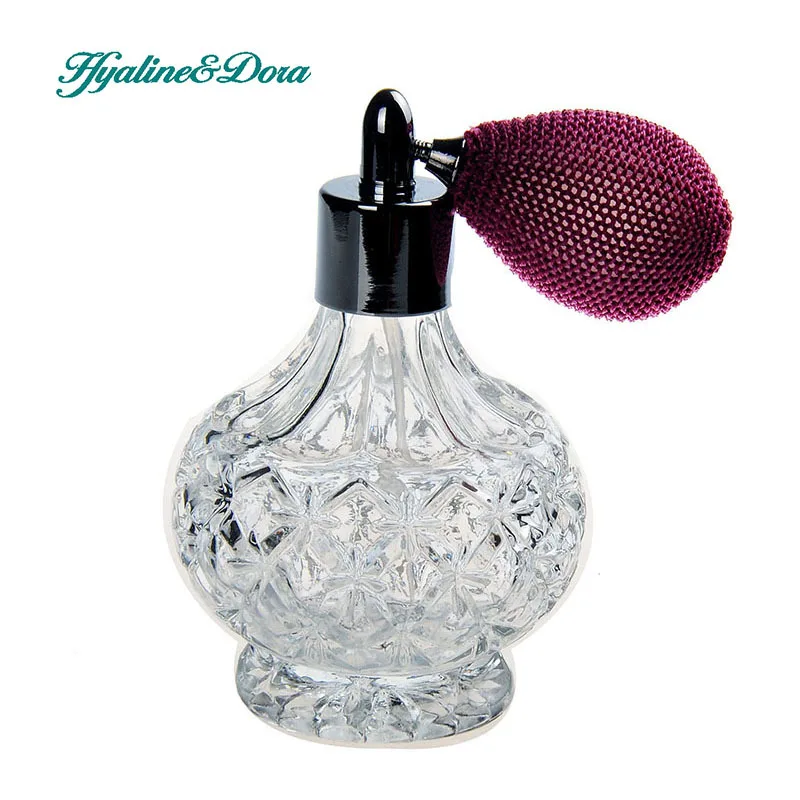 

Vintage Crystal Perfume Bottle 80ml Spray Atomizer Wine Red Bulb Empty Refillable Home Decoration