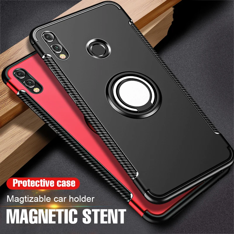 

Luxury Magnetic Ring Bracket Case On The For Huawei Honor 8X Max Full Cover For Huawei Honor 10 Lite Silicone Soft Holder Case