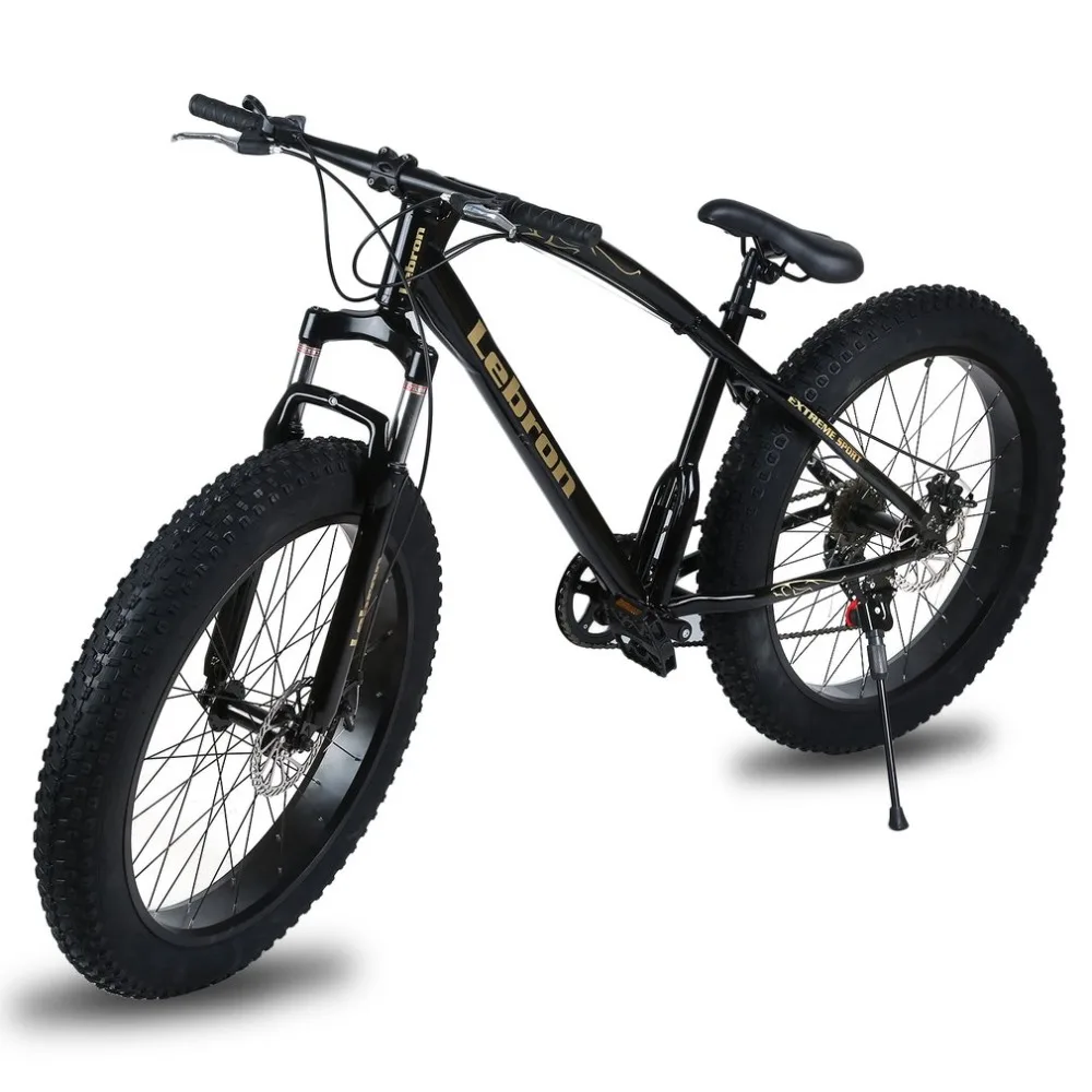 

26X21 Inch 7 Speed Steel Frame Fat Tire Snow Bicycle Double Disc Braking System Big Mountain Bike with 200KG Loading For Cycling