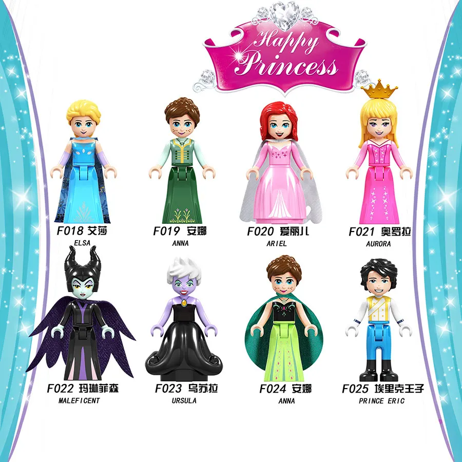 

Anna Queen Elsa Princess Figures Beast Harri Potter Voldemort Cinderella Compatible Playmobil Building Toy Blocks sven