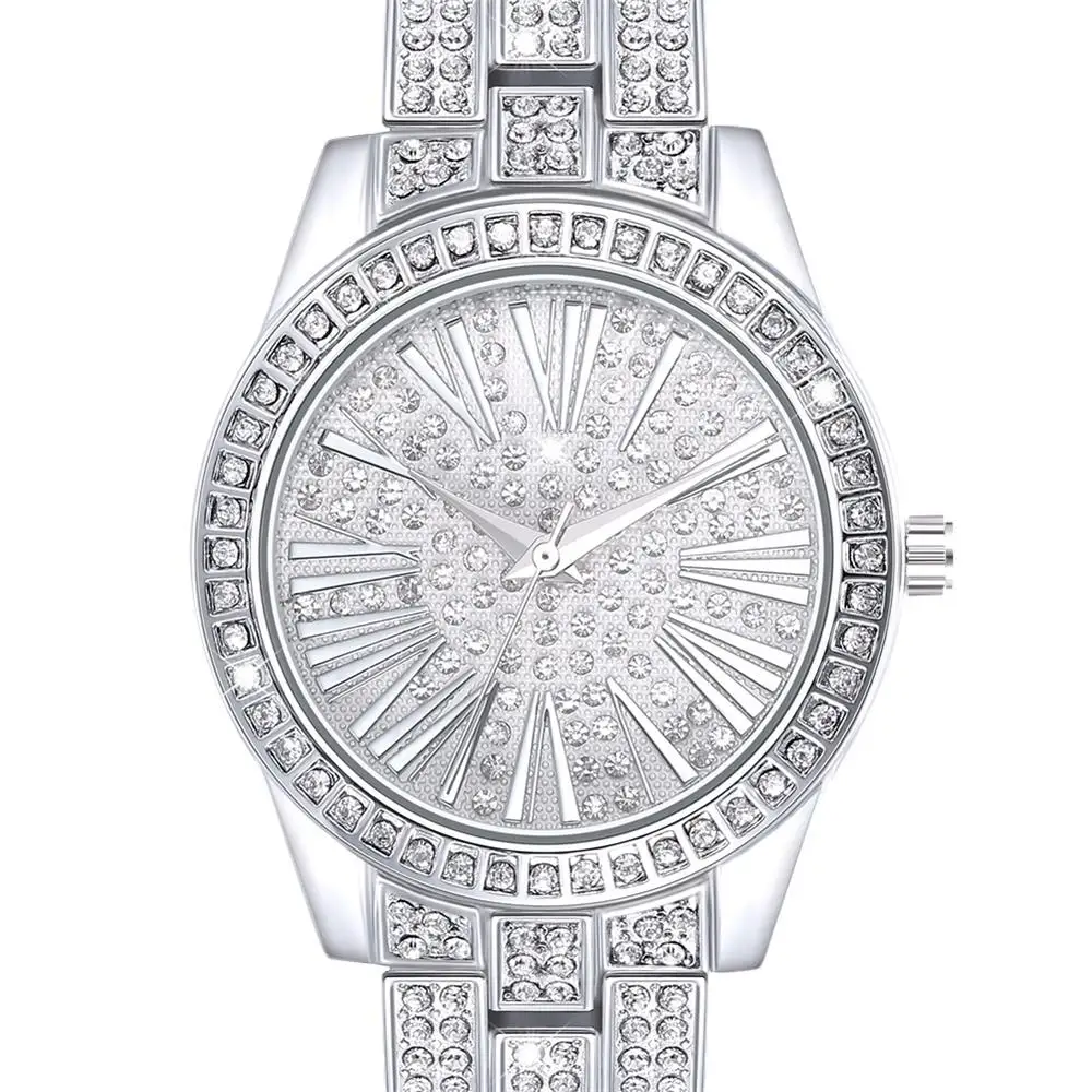 

New Arrivals Ladies Wrist Watch Quartz Crystals Dial Metal Band Alloy Case Fashion Rhodium Gold Color