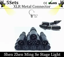 5sets 3-PIN XLR metal Connector for DMX Cable, LED PAR stage lights dmx cable dj equipment