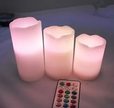

Colorful 3 x Remote Control LED Changing Vanilla Flameless Wax Candles with Time