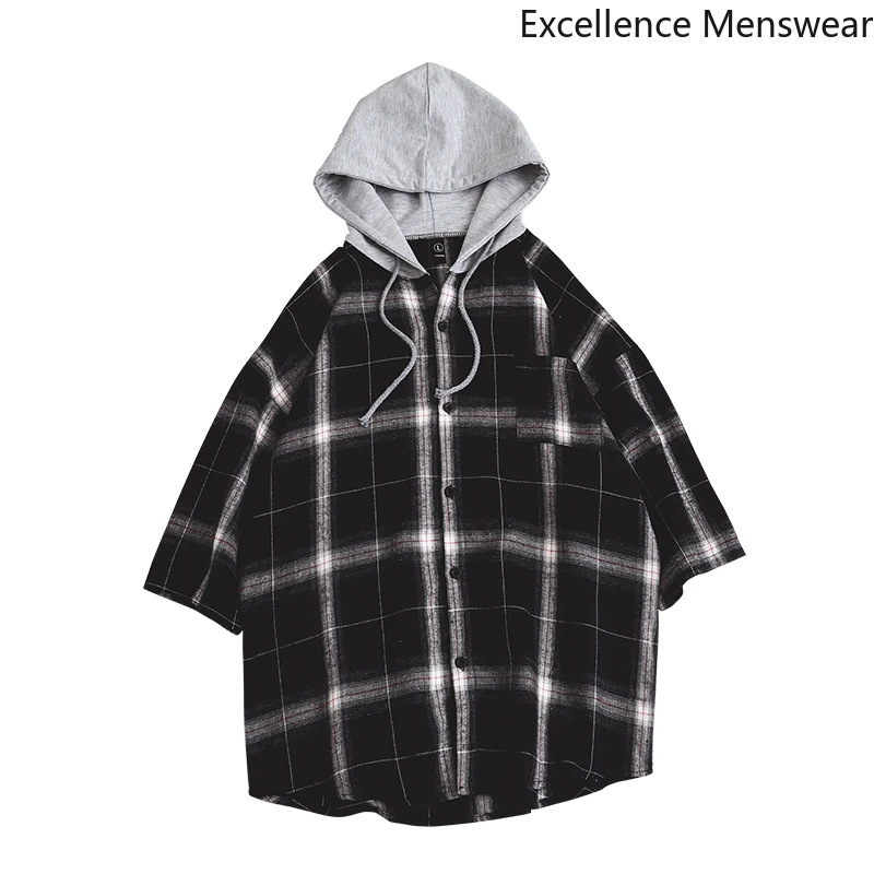 2019 Musim Panas Baru Kemeja Kotak Kotak Berkerudung Pria Sekolah Wanita Putih Hitam Korea Lengan Pendek Tipis Klasik Pria Musim Panas Kasual Ww Kemeja Kasual Aliexpress